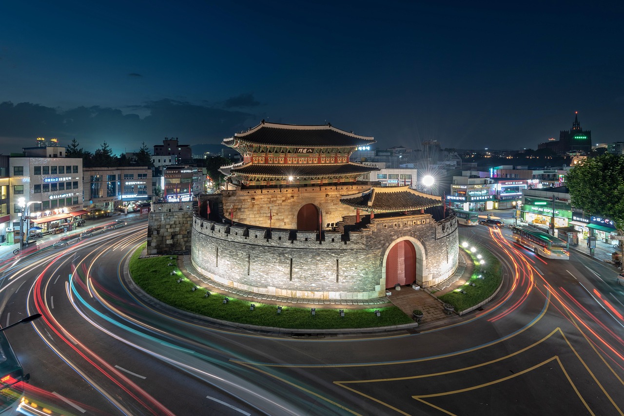 mars, paldalmun gate, unesco, korea, cultural heritage, suwon, palace, night view, light, night, in the evening, oriental, asia, tour, tourism, korea, korea, korea, korea, korea, suwon
