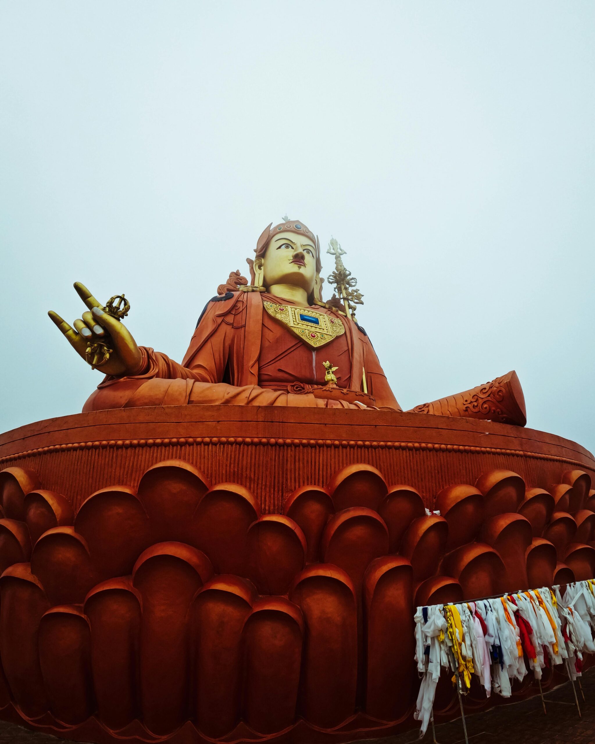 Towering Guru Padmasambhava statue in Namchi, Sikkim, showcasing profound spirituality and intricate artistry.